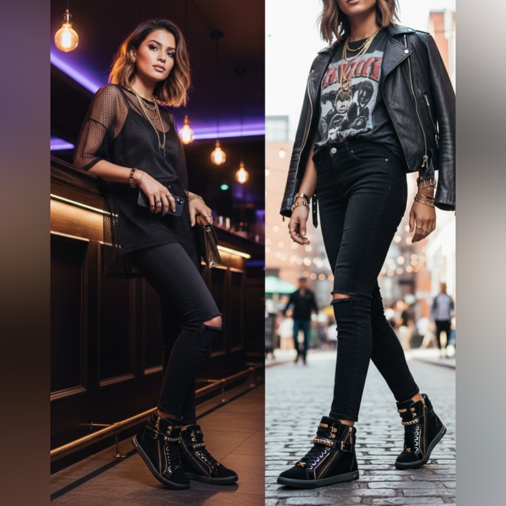 SOLD - Michael Kors Glam Studded Patent Leather High-Top Sneaker - Picture 2 of 11